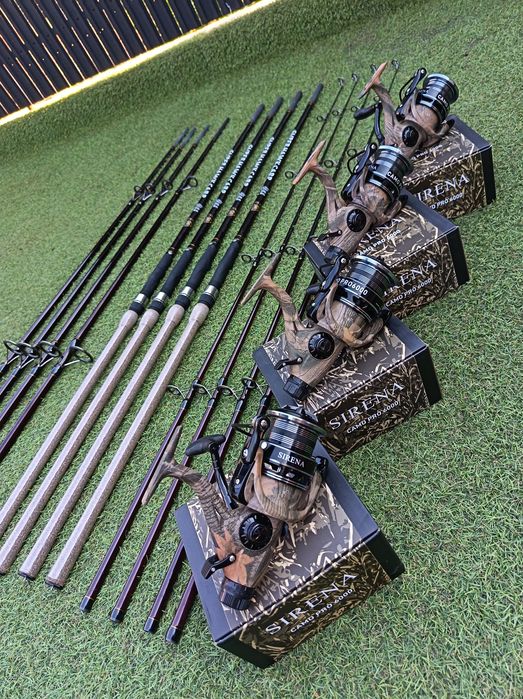 SET 4 Lansete Crap Diamant Alb 4.0Lbs din 3 Tronsoane NEW 2026 + 4 Mulinete Camo Pro 6000 9+1 rulmenți