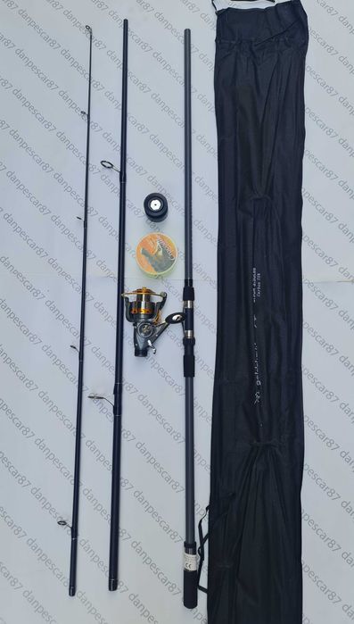 SET 4 Lansete 3,9m din 3 bucati + 4 Mulinete DIAMANT KT6000+ROLE  FIR