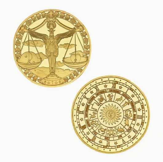 Monede cu zodii - placata cu aur 14k !