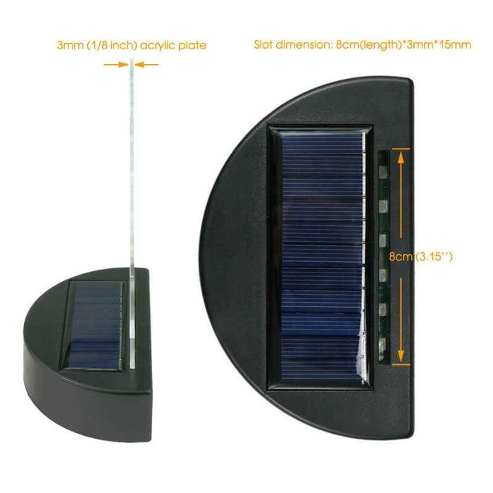 Bază LED solară RGB pentru acril – exterior, IP67, iluminare automată