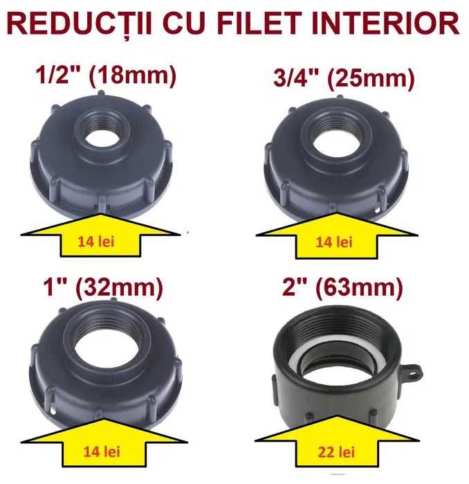 Adaptor / reductie pentru bidon IBC/cub (bazin 1000L) - diverse modele