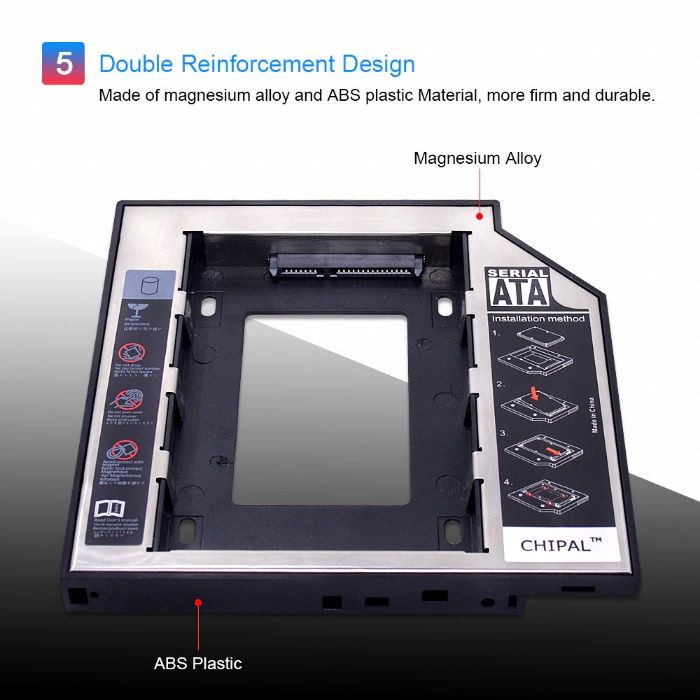 HDD / SSD Caddy - Adaptor CD-ROM la Hard Disk 9.5mm /12.7mm, SATA3, AL