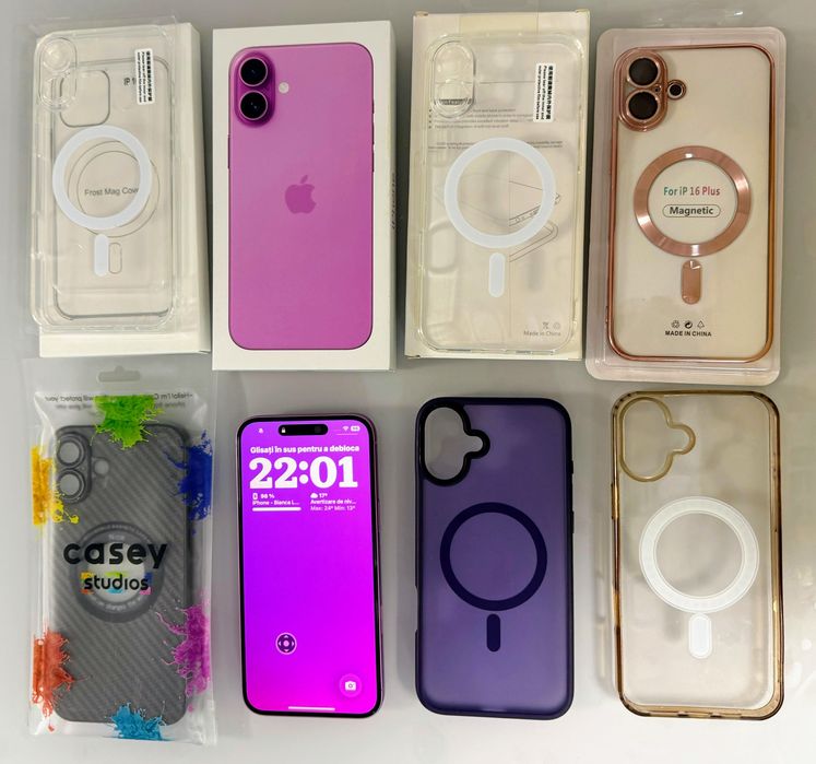 Vând iPhone 16 PLUS 256 GB Roz (Pink) garantie activa, 100% baterie si ExtraFull accesorii