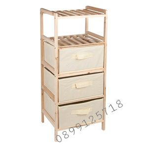 Дървена етажерка с текстилни кутии-32х26х72 см.