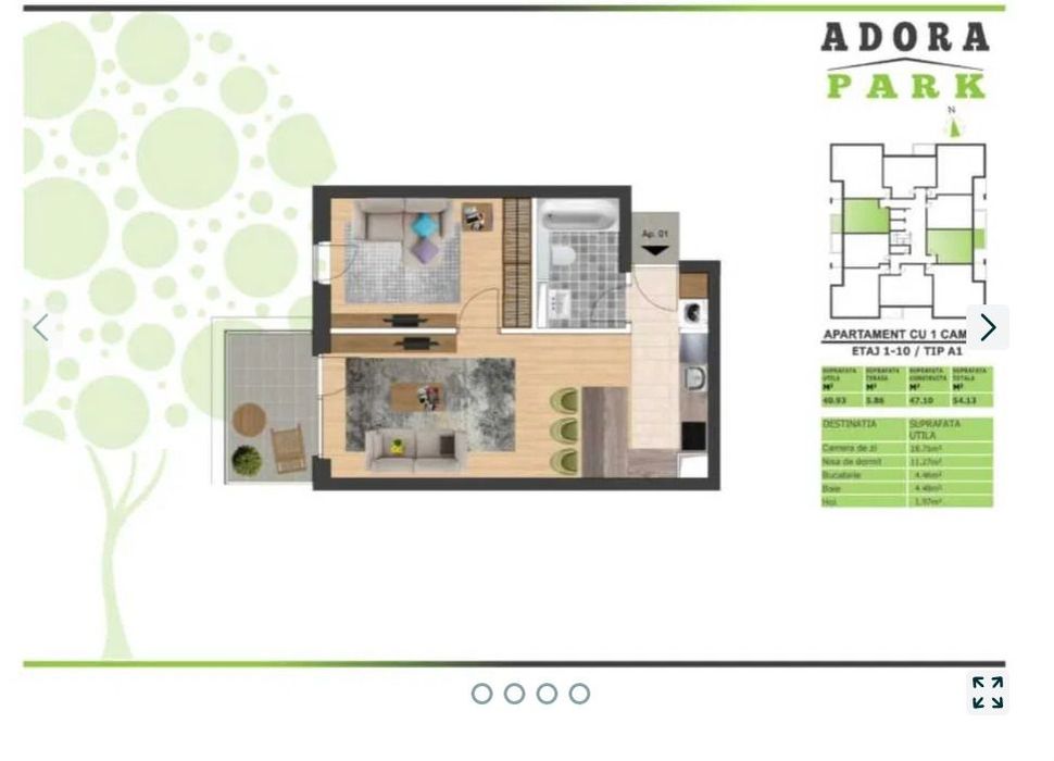Proprietar - vand apartament de 2 camere ADORA PARK