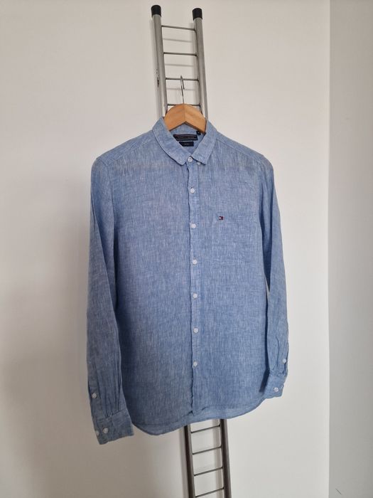 Страхотна мъжка ленена риза  TOMMY HILFIGER  размер M,  100% лен