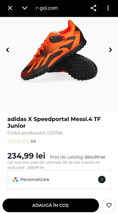 ghete fotbal copii - ADIDAS X Messi.4 TF Junior, mărime 29