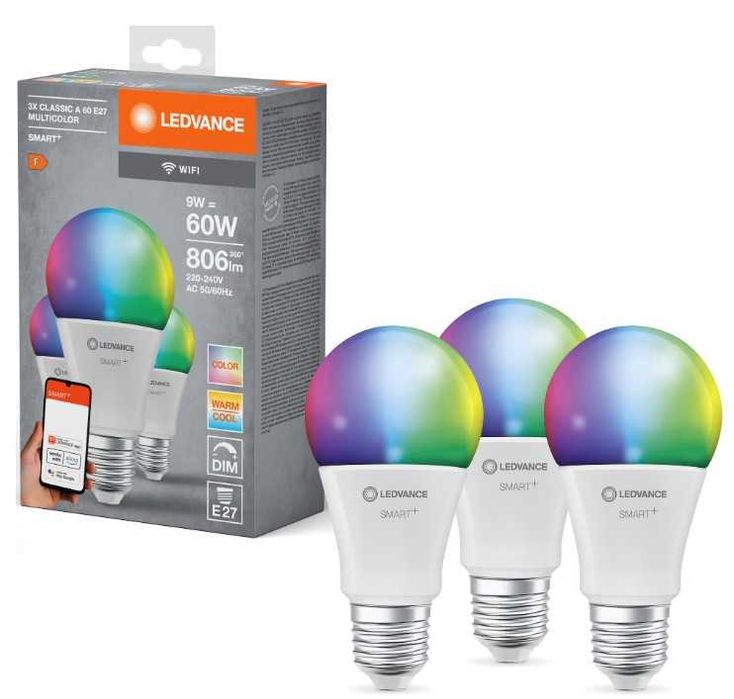 Set 3 becuri inteligente RGBW LEDVANCE SMART+ WiFi 9W