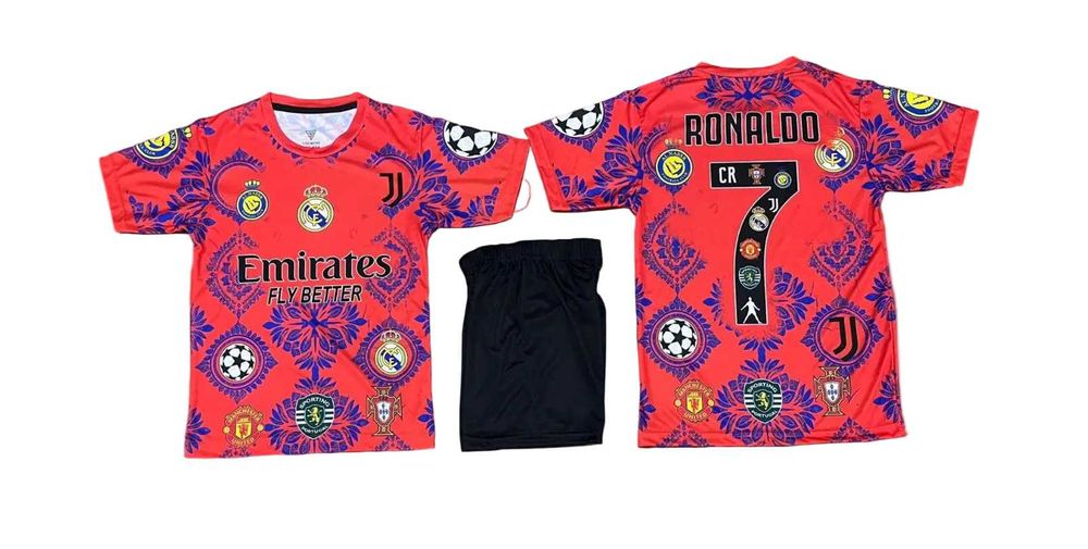 2026 GOAT CR7 Син Екип Роналдо мадрид на CR7 Футболен детски Екип с Чорапи
