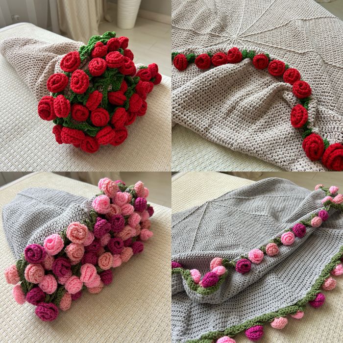 Плед букет ручной работы