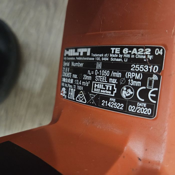 Hilti te 6 a 22 + acumulator 5.2 A