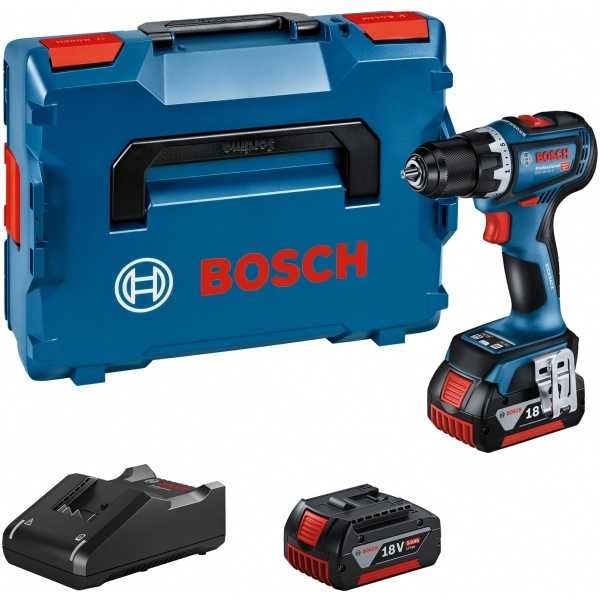 Pachet Bosch GSR 18V-21 - Masina de gaurit si insurubat, 55 Nm + Set 2 acumulatori si incarcator, Li-Ion, 18 V, 5 Ah