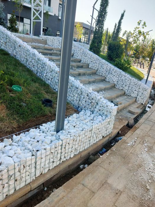 Габион Сетка/ Габион Тош/ Установка камни