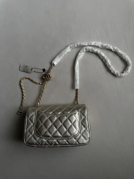 Chanel Mini CC Crush Flap Bag Light Gold Metallic Caviar