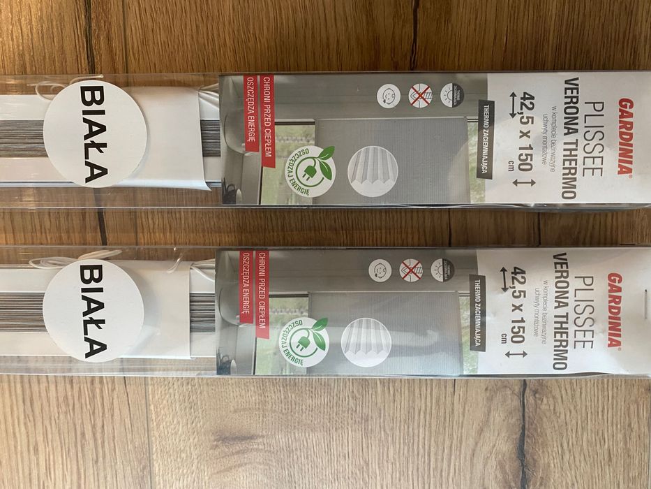 Щора плисе Gardinia, бяла, 42,5 х 150 см, 2 броя, нови