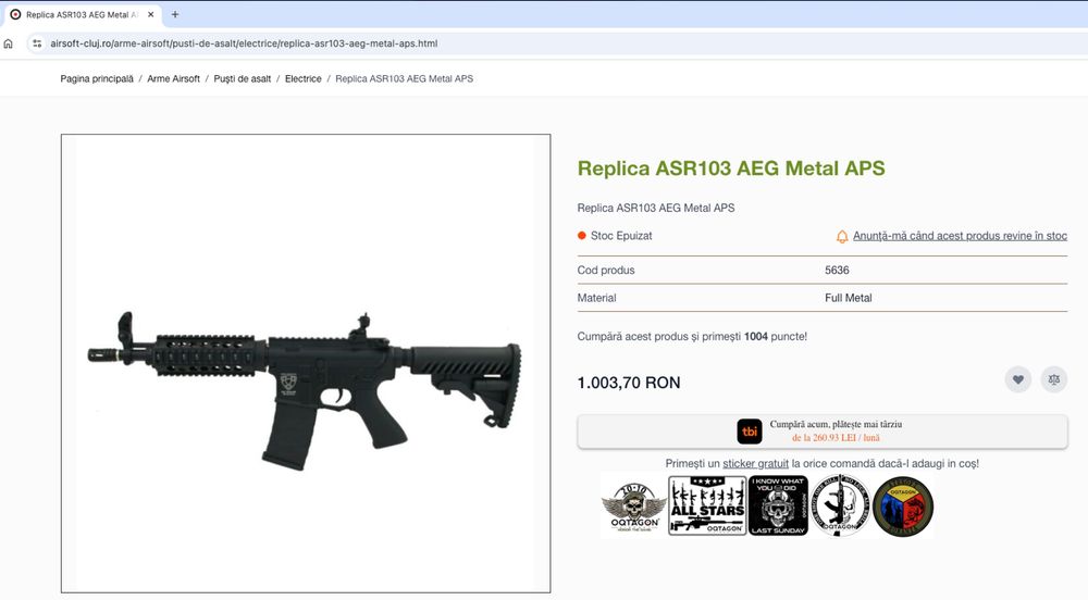 Replica airsoft ASR103 AEG Metal APS - blowback