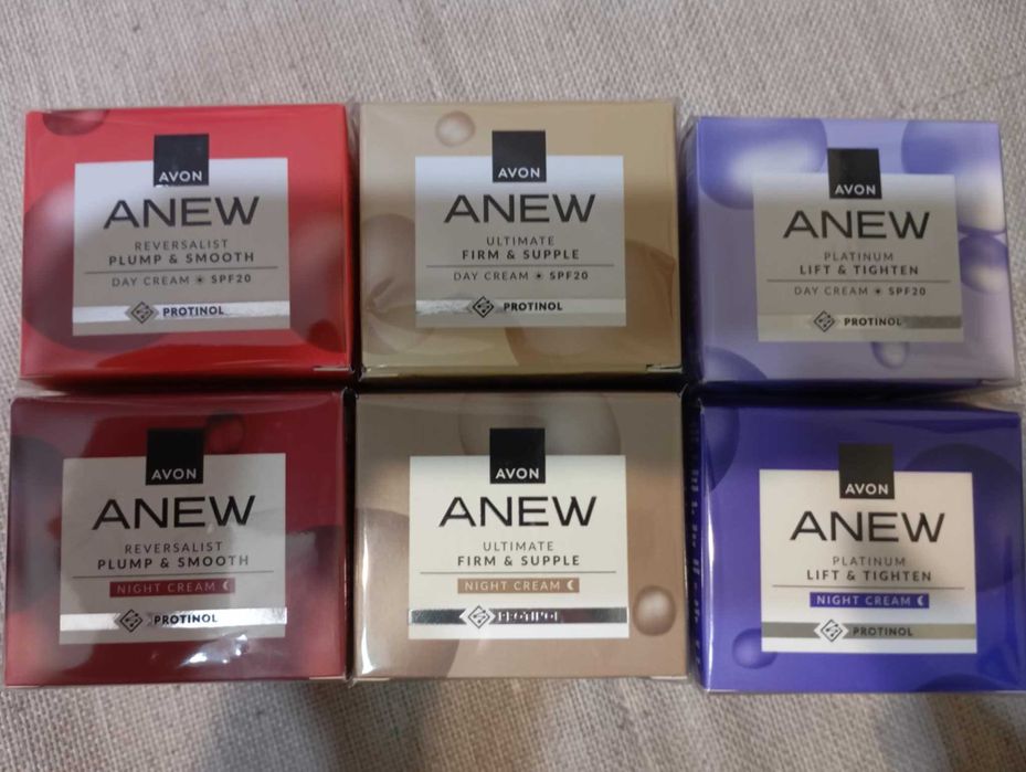 кремове, серуми и маски за лице на avon от серията на anew