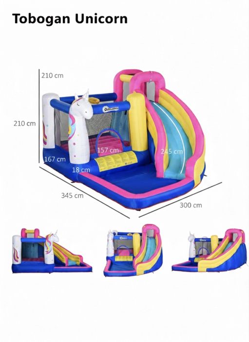 Inchiriez Tobogan Gonflabil 3 in 1 RACE Castel Unicorn petreceri copii