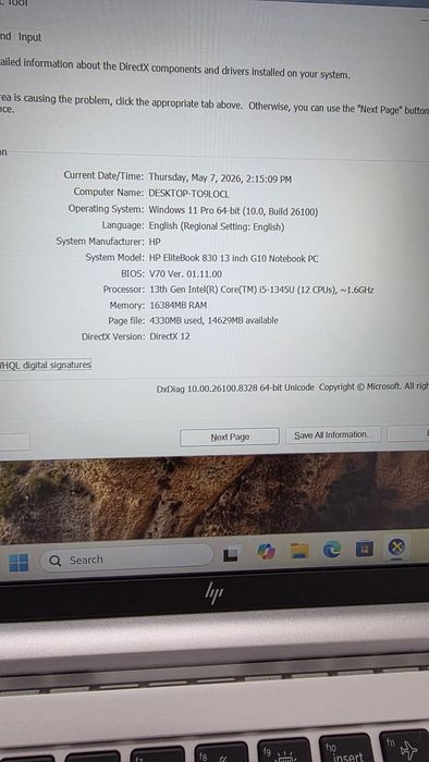 Hp EliteBook 830 G10 i.5 1345U 16 gb rami ddr4