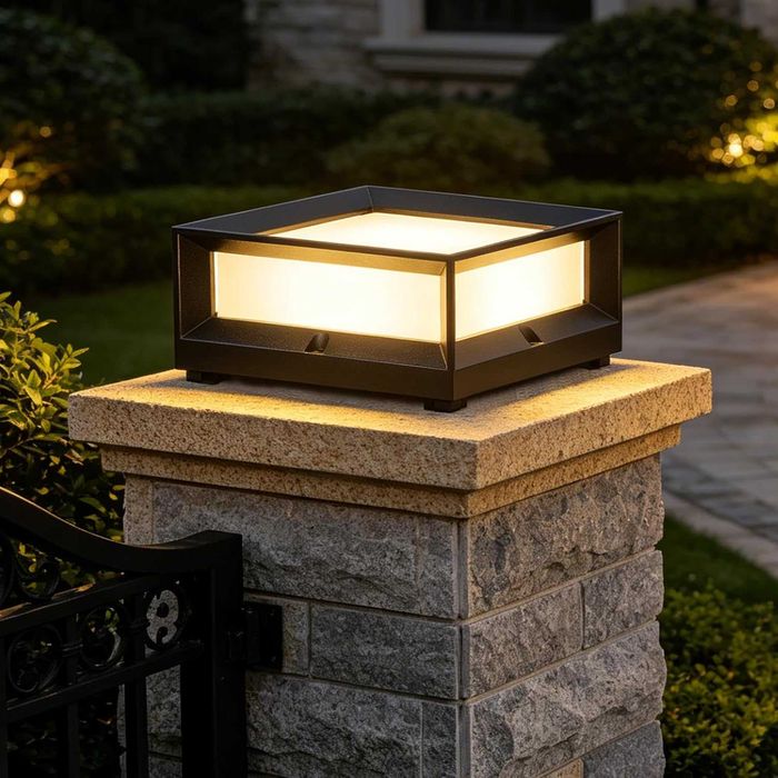 QEGY Lampă de grădină modernă pătrată cu stâlp pentru iluminatul terasei