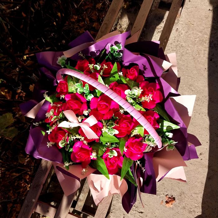 Большая корзина Цветов из Мыла