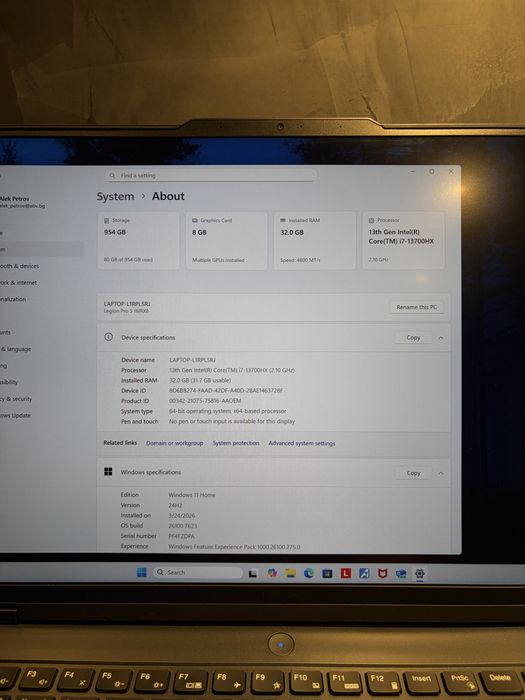КАТО ЧИСТО НОВ Lenovo Legion Pro 5 | RTX 4070 | Intel i7 | Windows 11