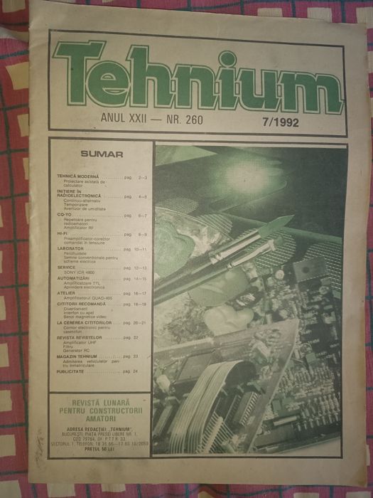 Vând reviste "Tehnium' numere din ani 1992 și 1991