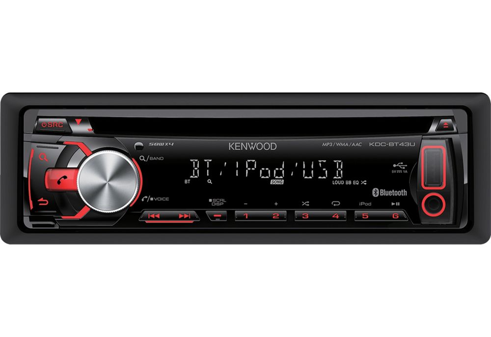 Kenwood KDC-BT43U авторесийвър (CD/USB/Radio плейър) с вграден Bluetooth, Iphone, Ipod