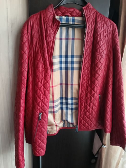 Червено кожено дамско яке естествена кожа