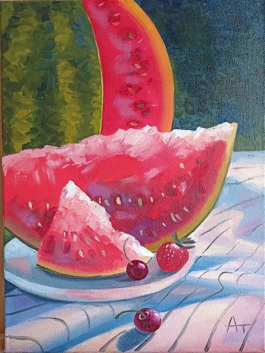 Картина маслом на холсте. Арбуз