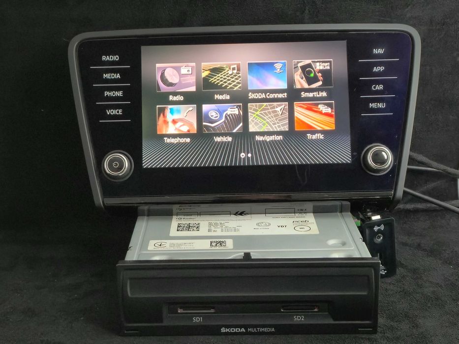 Navigație Originală MIB2 + Ecran 8 Inch Skoda Octavia 3 Apple CarPlay Android Auto SmartLink Bluetooth