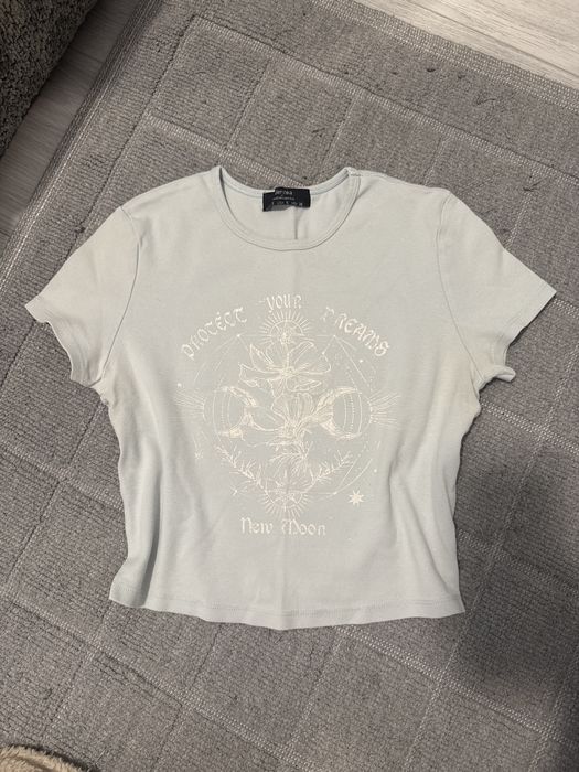 Bershka фланелка с къс ръкав и щампа