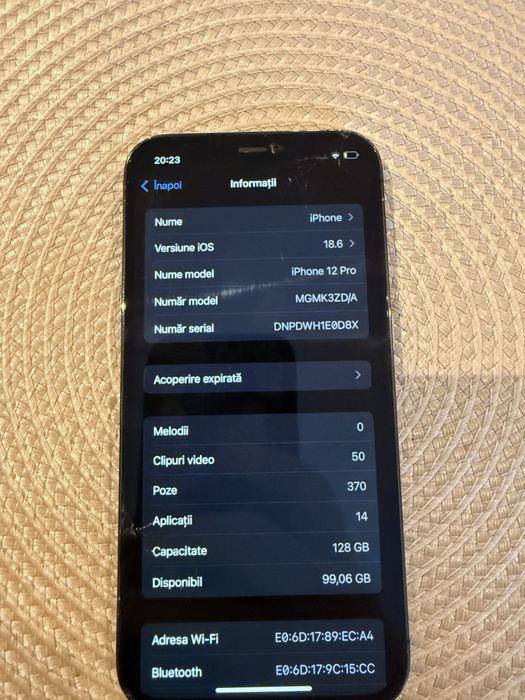 Iphone 12Pro 128 G, sticla ecran fisurat