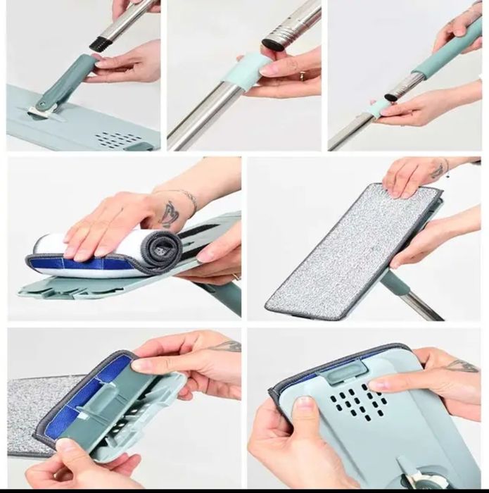 Швабра с ведром + 3 насадки