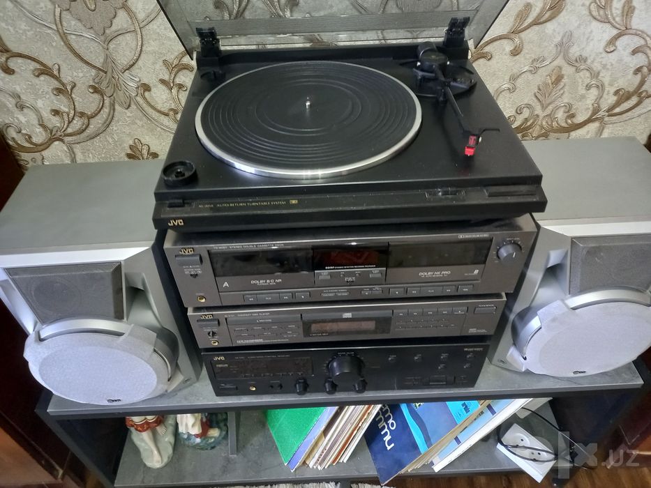 JVC комплект, вертушка, усилитель, дека, CD плеер, колонки
