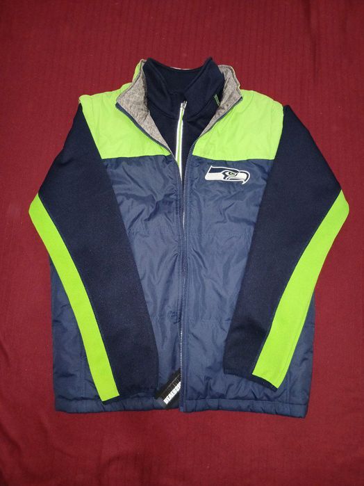 Из США комплект, кофта и двухстороняя желетка,бренда Seattle Seahawks!