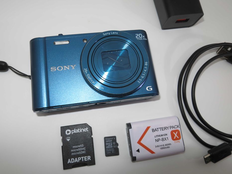 Sony Cyber-shot DSC WX300 ултра компактен цифров фотоапарат, дигитална камера с 20х оптичен зум, 18MP, Wi-fi, Ful HD, пълен комплект - работи отлично!