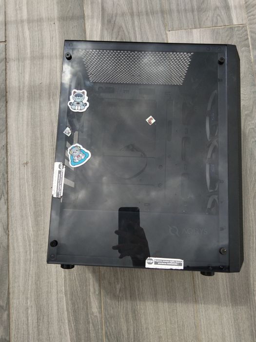 Carcasă AQIRYS Vega Black + 3 ventilatoare RGB + Controller LED | Tempered Glass