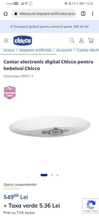 Cântar electronic digital Chicco pentru bebeluși Chicco (CA NOU)