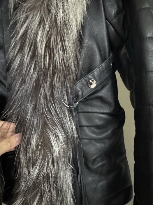 Куртка кожаная с мехом песца