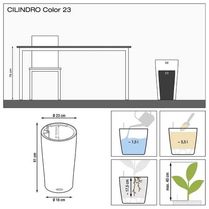Кашпо CILINDRO Color 23 с автополивом