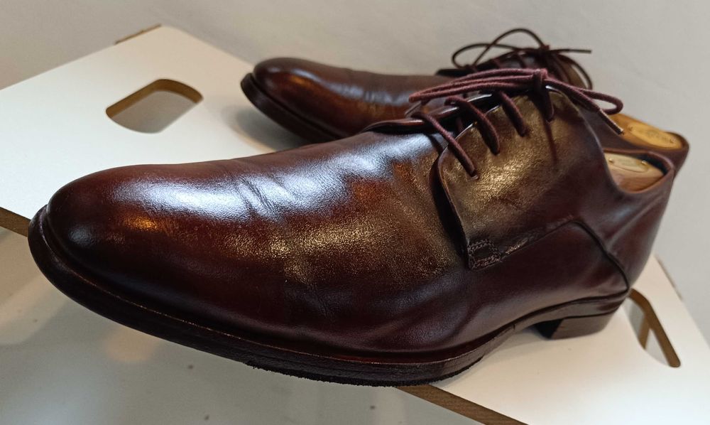 Pantofi derby 45 45.5 plain toe Bugatti piele naturala moale premium