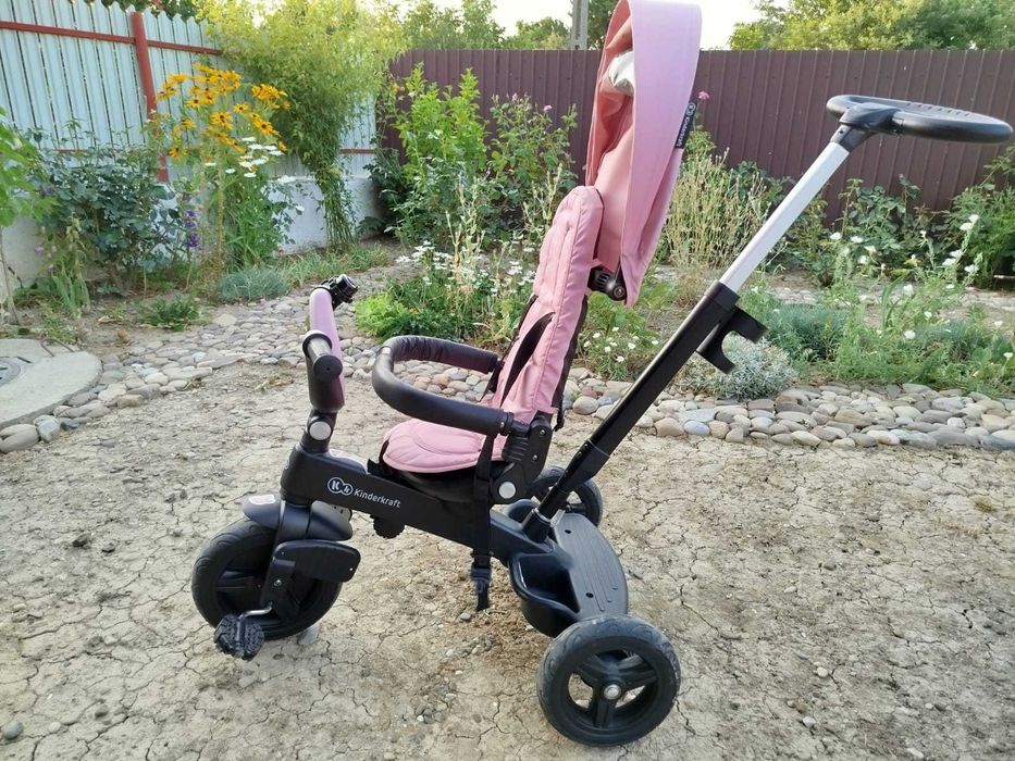 Tricicletă Kinderkraft roz pedale umbrelă