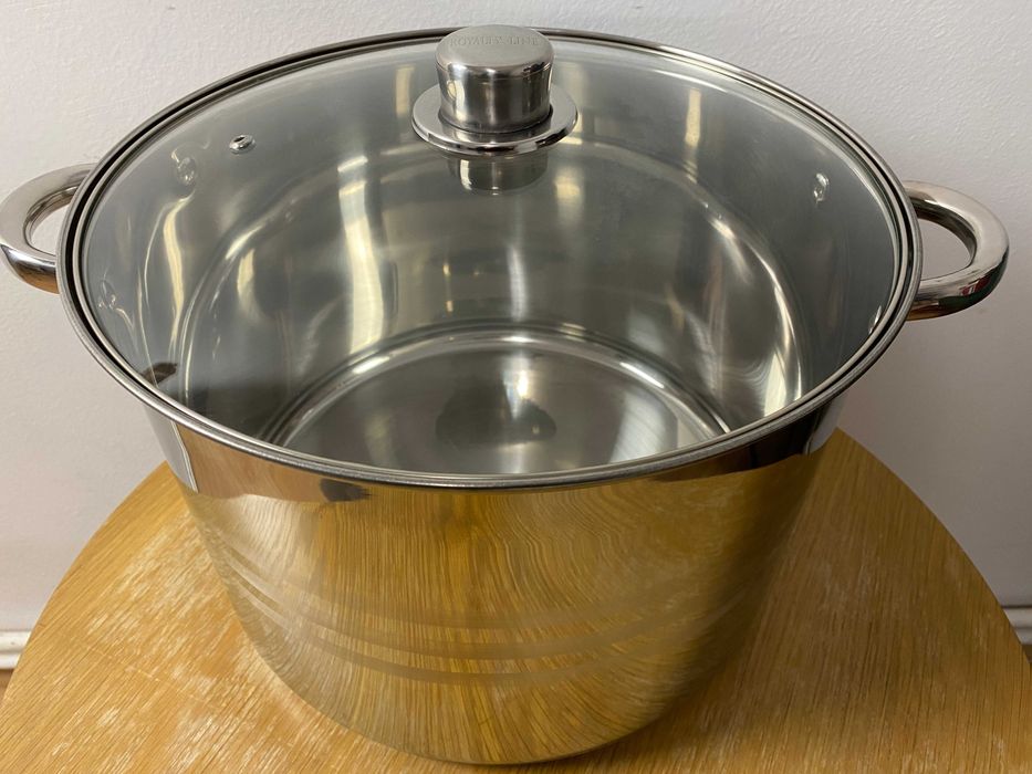 Oala inox 13.5 litri cu capac de sticla pentru gatit practic