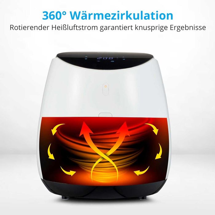 Фритюрник с горещ въздух Medion XXL, 2000 W 5 L, бял