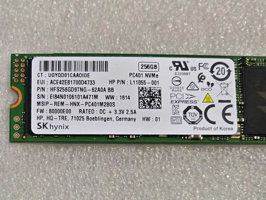 Solid-State Drive (SSD) SK Hynix 256GB MLC M.2 2280 PCI-E 3.0 X4 Nvme