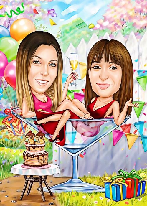 Карикатура от Ваша снимка + рамка ТОП ЦЕНА