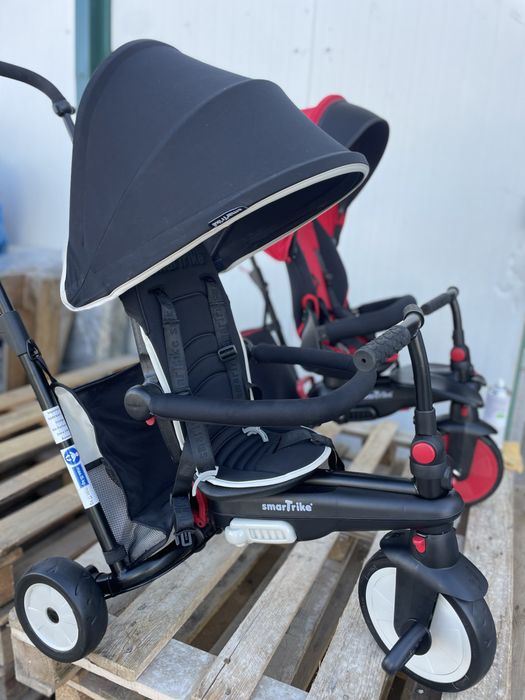 Tricicleta pentru copii Smart Trike STR3 Negru 6 in 1 ultrapliabila, dotata cu frana, scaun rabatabil, tehnologie Touch Steering, varsta 10 luni+