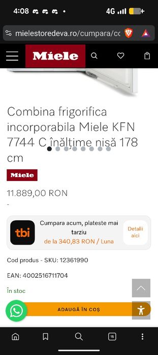 Frigider Integrabile Miele KFN 7744 C