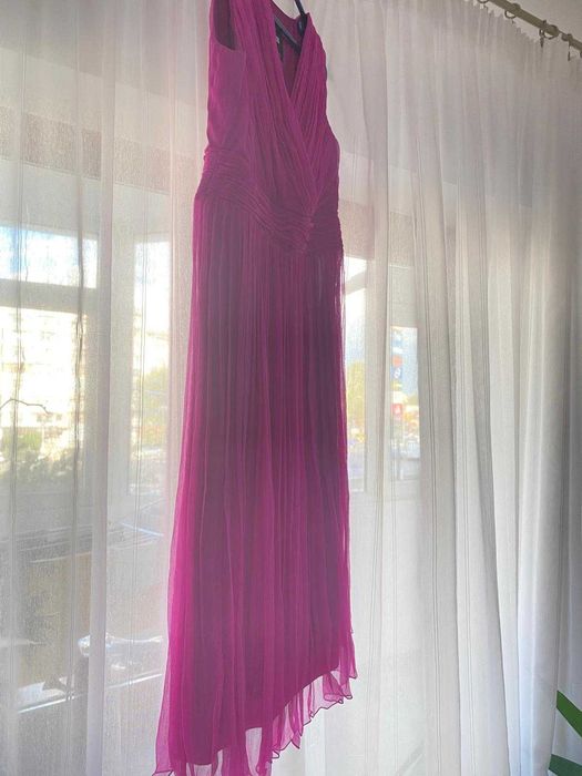 Rochie matase naturala,Ginette,marimea 38 culoare fucsia.